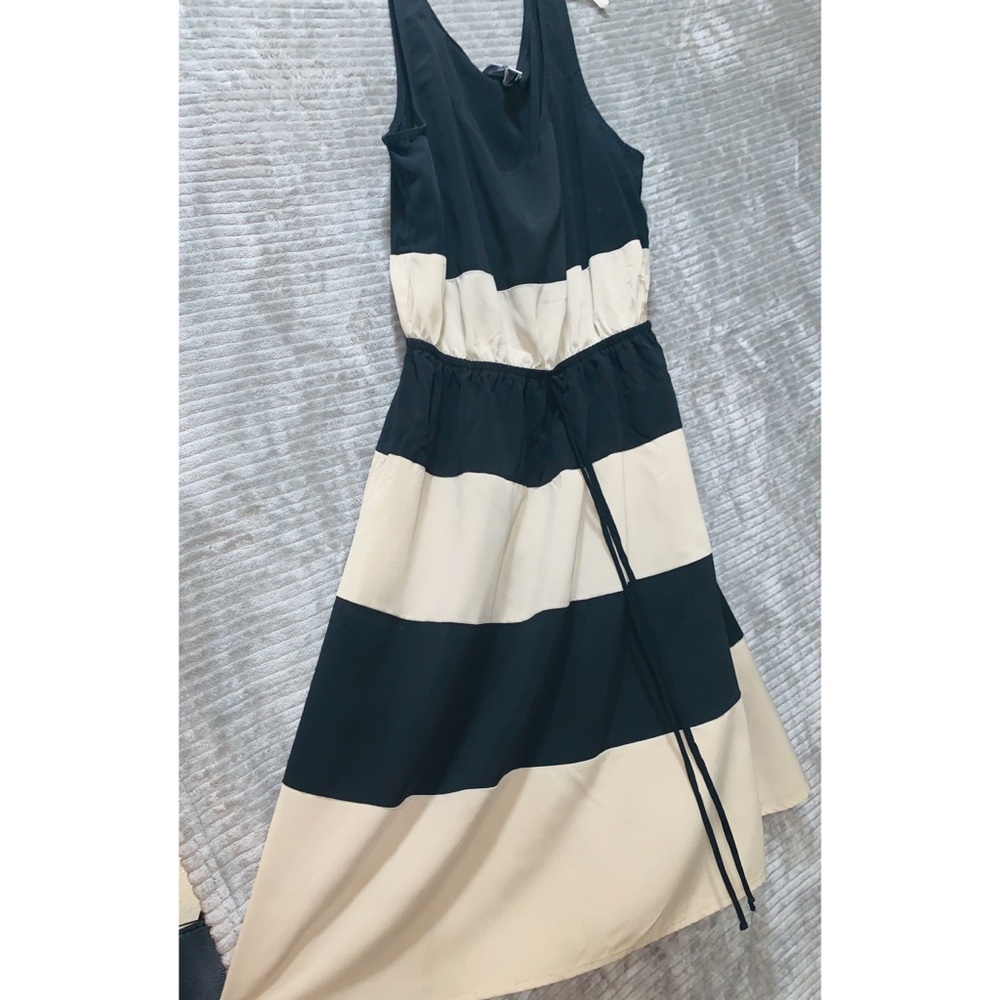 Striped tan & black dress